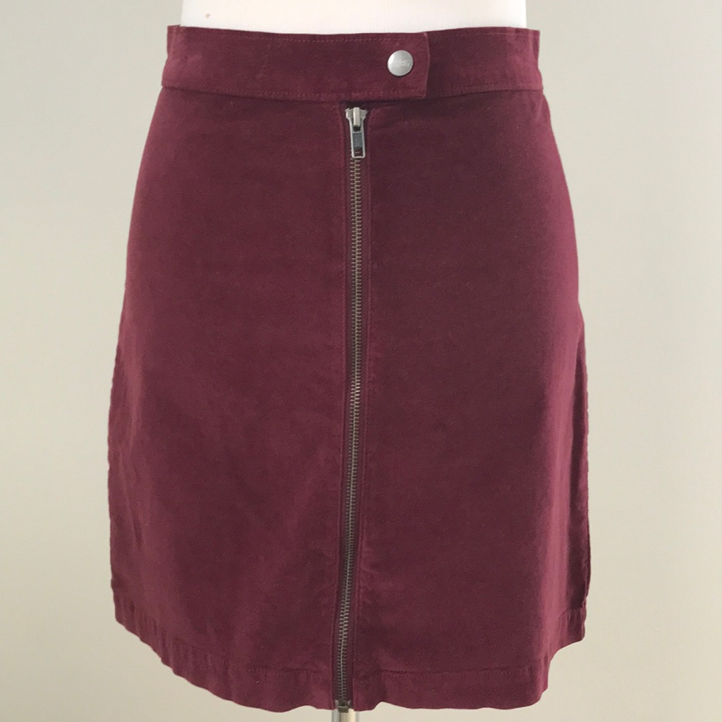 Madewell Maroon Velveteen Skirt Sz 0
